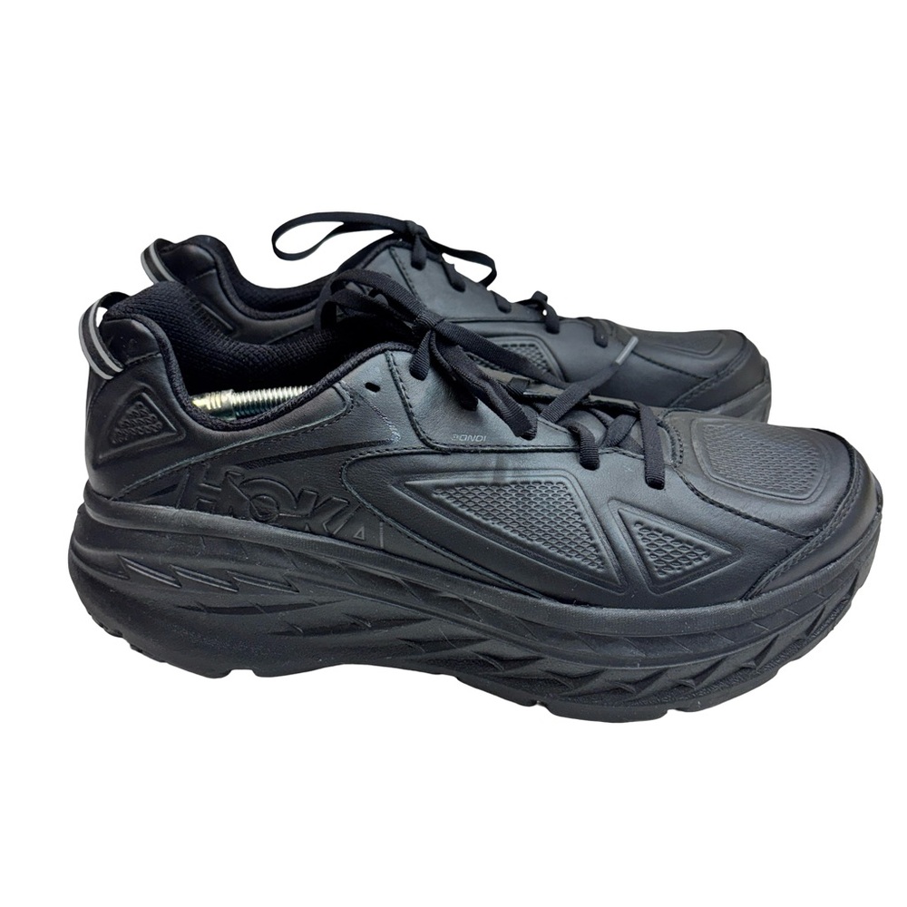 Hoka One One Men's Bondi Black Leather Athletic Shoes 9.5